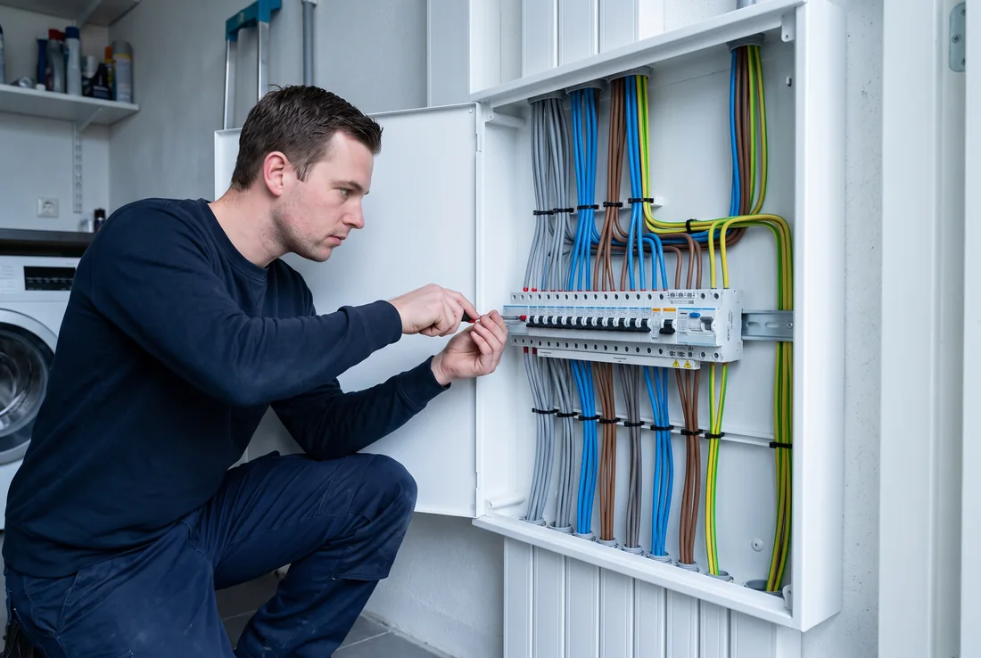 Elektricien werkt aan een verdeelkast